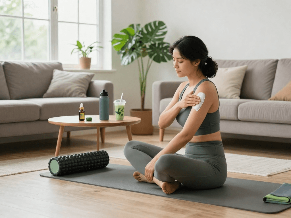 Discover premium weed edibles alongside CBD oil in a serene post-workout wellness routine, showcasing natural recovery methods.