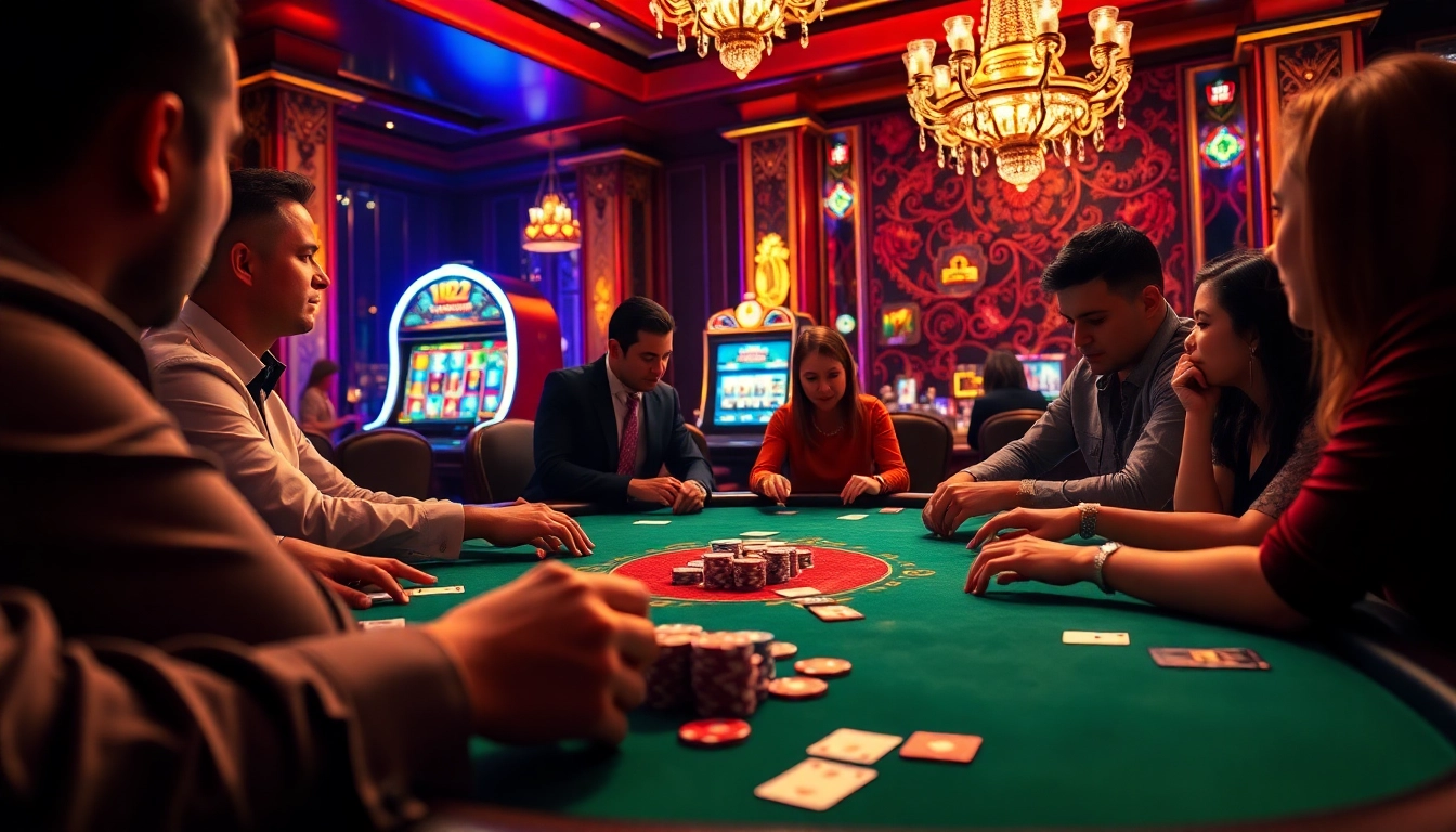 Exciting poker night at 789club with players, chips, and cards under luxury lighting.