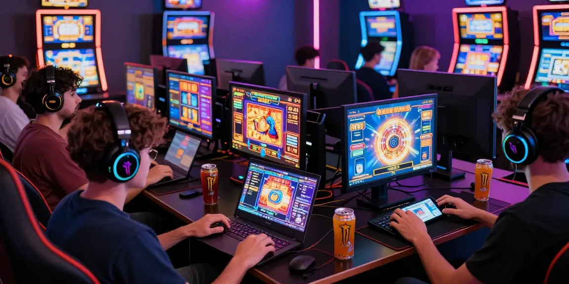 Pengalaman bermain slot online di SUPER59 dengan pemain menikmati berbagai permainan di perangkat modern.