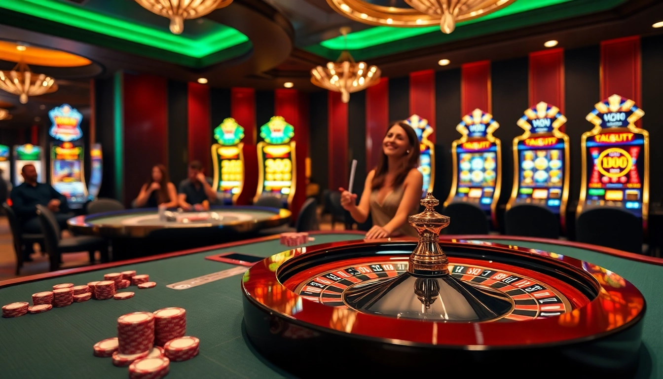 Players enjoying a thrilling game at Vua99’s luxurious casino, featuring engaging slot machines.