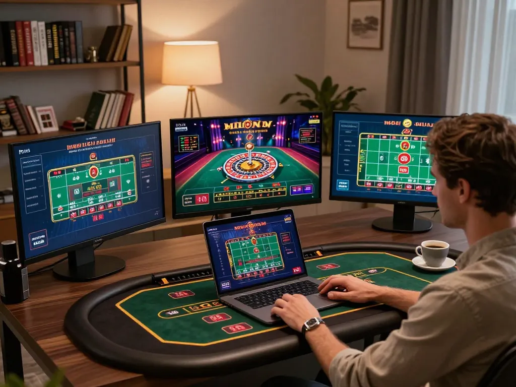 Player engaging with xx88 online casino from home, showcasing vibrant live gaming experience