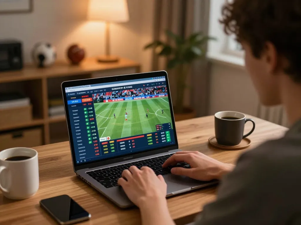 Household casino setup with player placing bets on nhà cái s8, showcasing strategic decision-making.