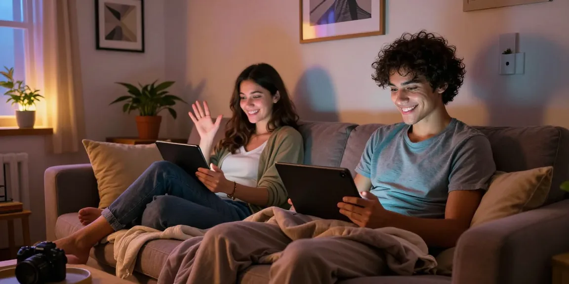 Engaging NSFW chat interaction between partners in cozy settings, showcasing playful expressions and intimate atmosphere.