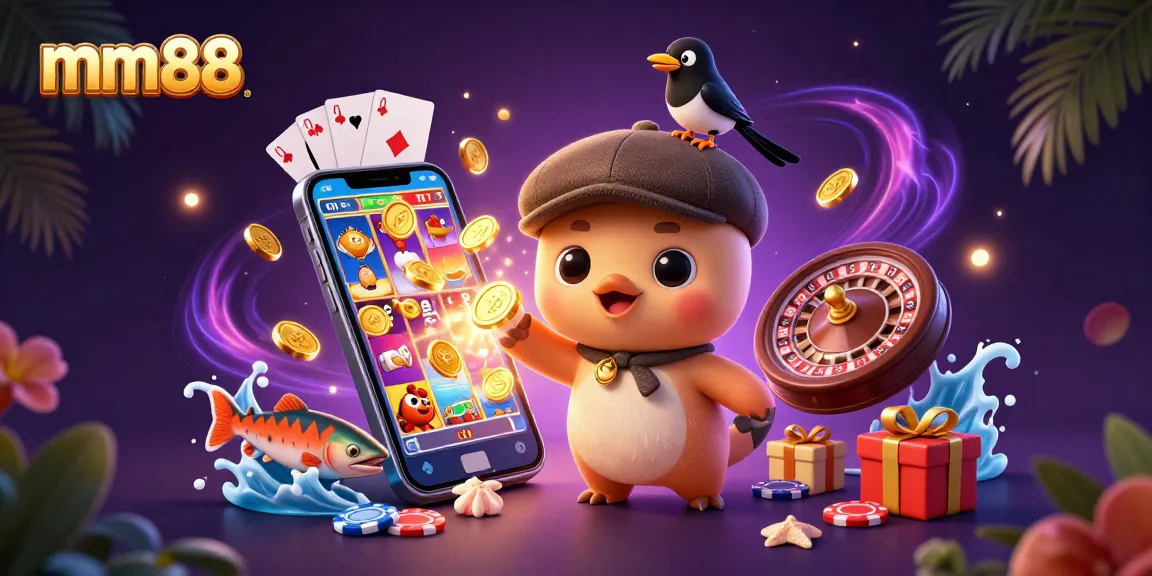 mm88 players enjoy colorful slot games alongside a charming Nessie and her companion.