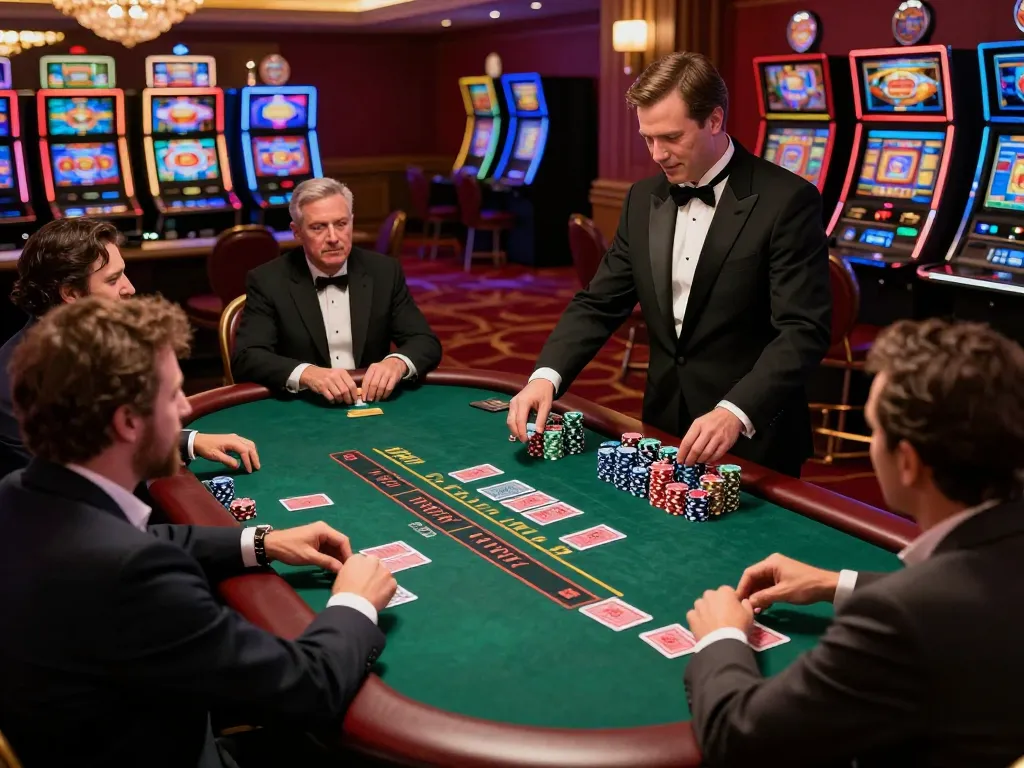 Engaging gameplay at keonhacai's blackjack table, showcasing players' excitement and dealer interaction