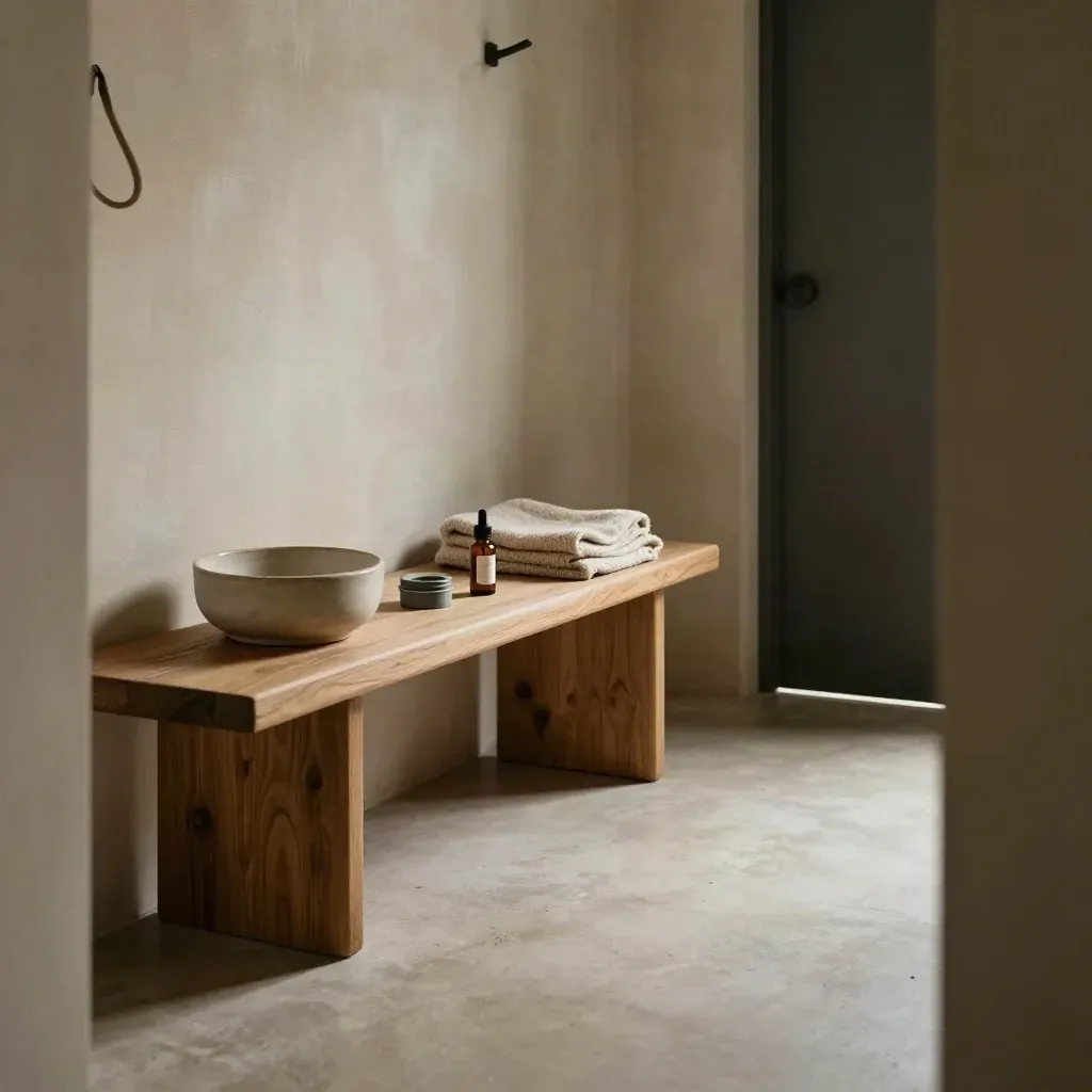 Sunlit mudroom vignette with pet CBD products, a bench, blanket, bowl and leash loop