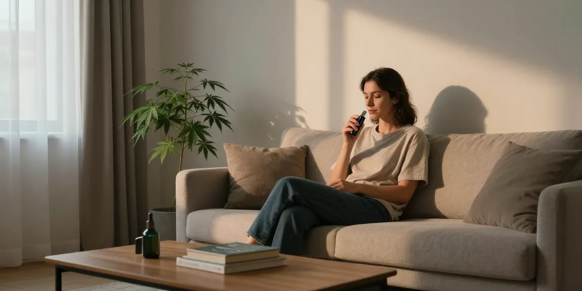 Enjoying thc disposable vape for wellness in a serene living space with organic elements and natural light.