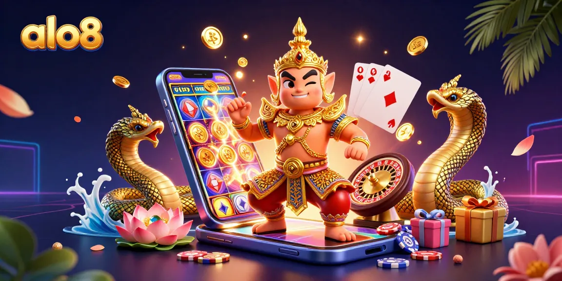 Experience thrilling gameplay with the vivid, interactive elements of alo8's 3D illustration scene.