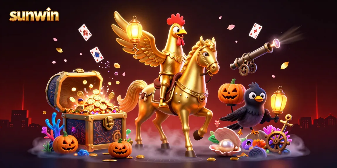Experience the excitement of sunwin in this vibrant casino scene with animated characters and sparkling treasures.