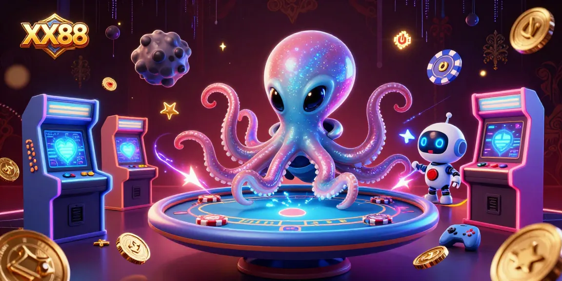 Experience thrilling gaming at XX88 with a vibrant 3D casino illustration showcasing colorful characters and elements.