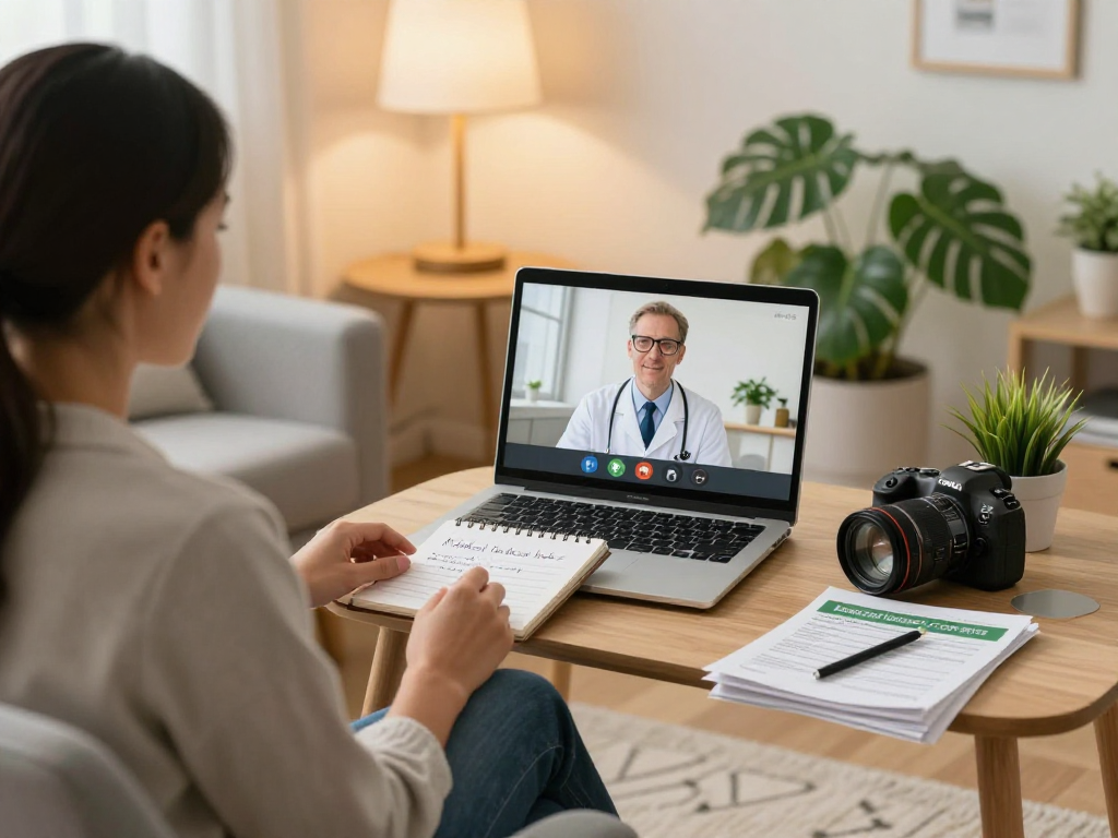 Patient discussing Medical marijuana card options with a doctor in a cozy home office.