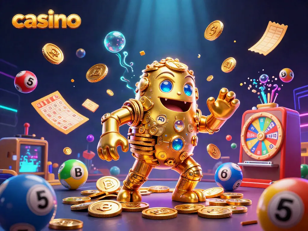 Experience exciting casino action with a golden golem and dynamic game elements.