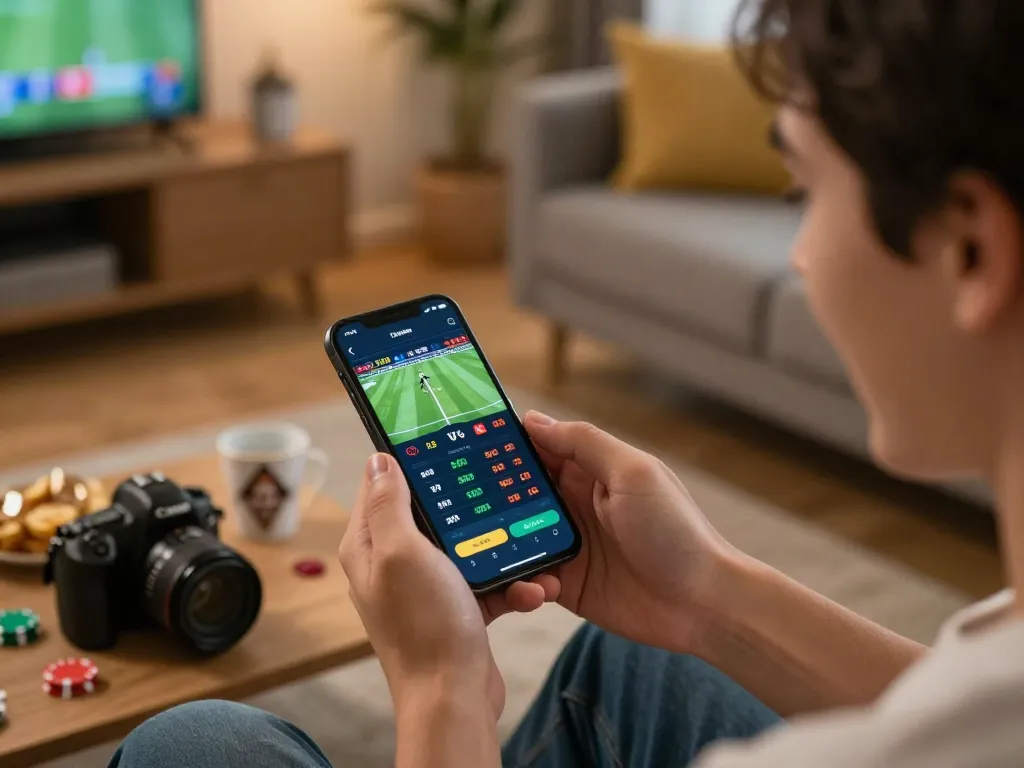 Experience the excitement of rikvip sports betting with a mobile app in a cozy home setting.
