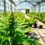 La culture de canabis espagne dans une serre lumineuse avec des feuilles luxuriantes.