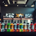 Browse an array of Vape & E-Liquids in a modern vape shop setting.