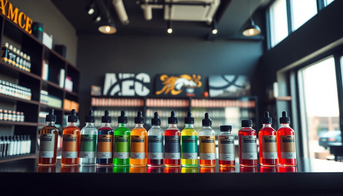 Browse an array of Vape & E-Liquids in a modern vape shop setting.