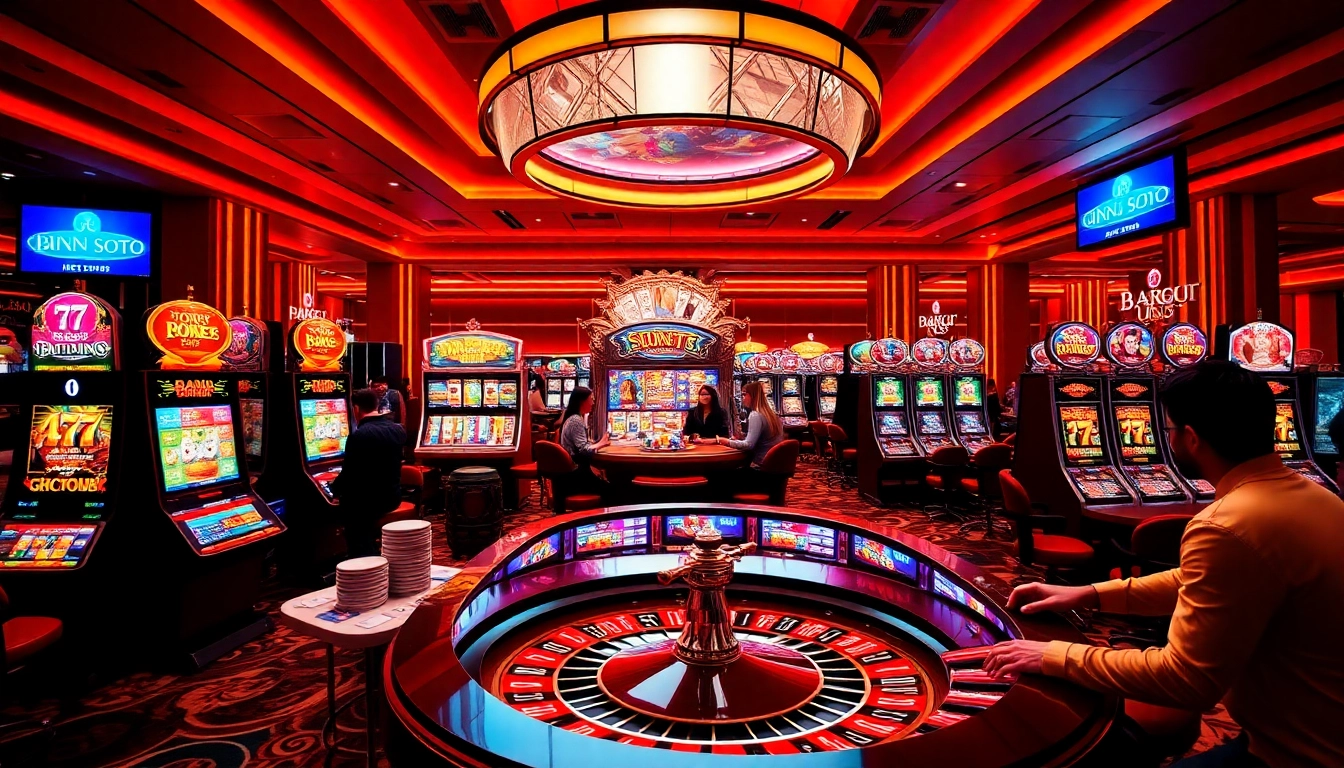 Players enjoying the IDN Slot 777 experience with vibrant gaming machines and engaging table games.