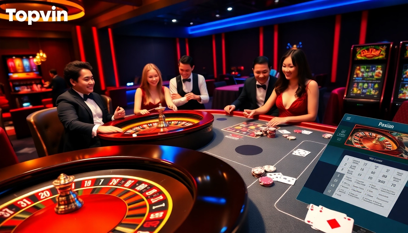 Topvin online casino scene with vibrant gaming tables and engaging players.