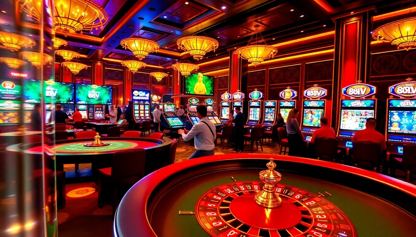 Experience thrilling poker action at the 88vv casino, featuring vibrant games and colorful chips.